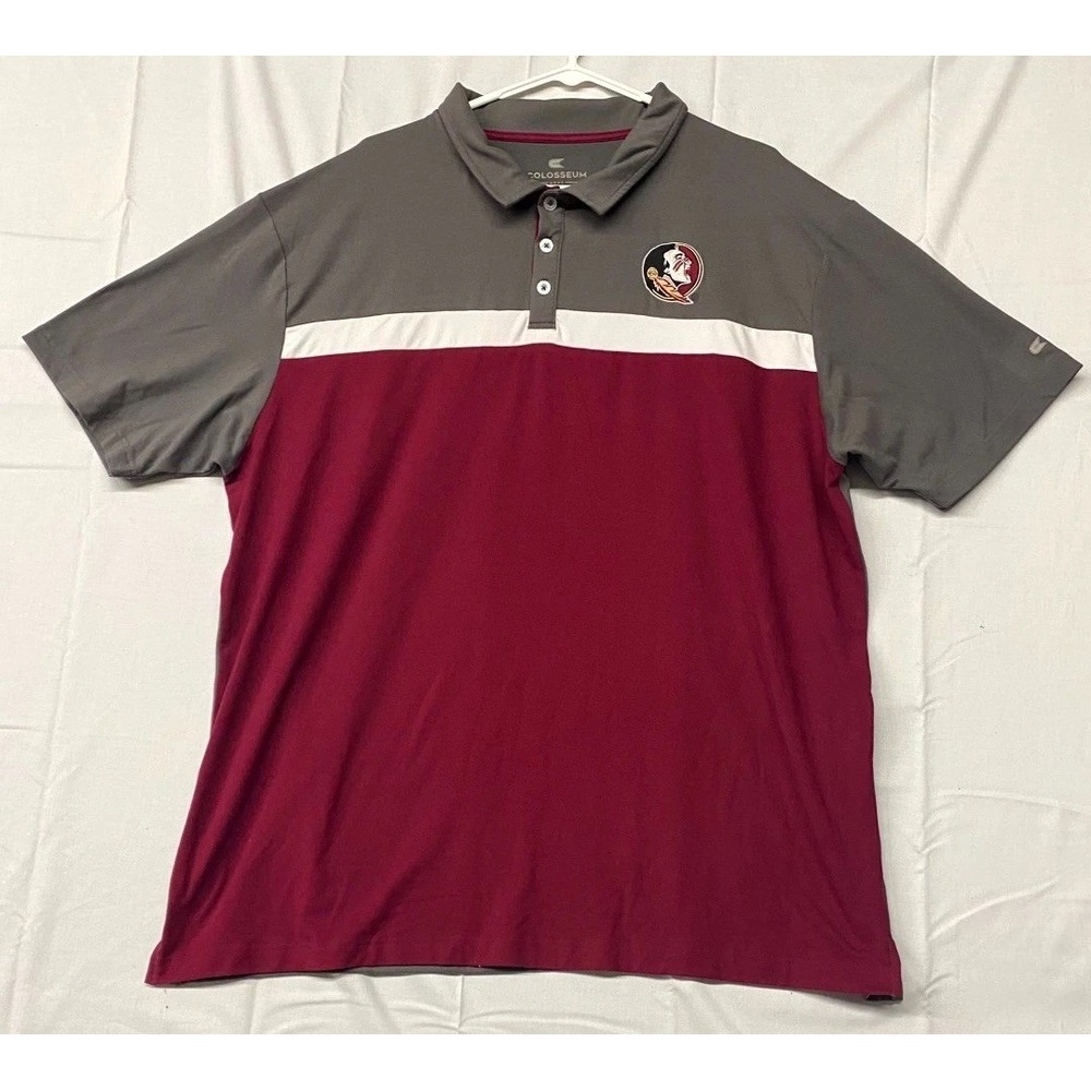 Colosseum Polo Shirt Men 2XL Multi Florida State Seminoles Football NCAA Stretch